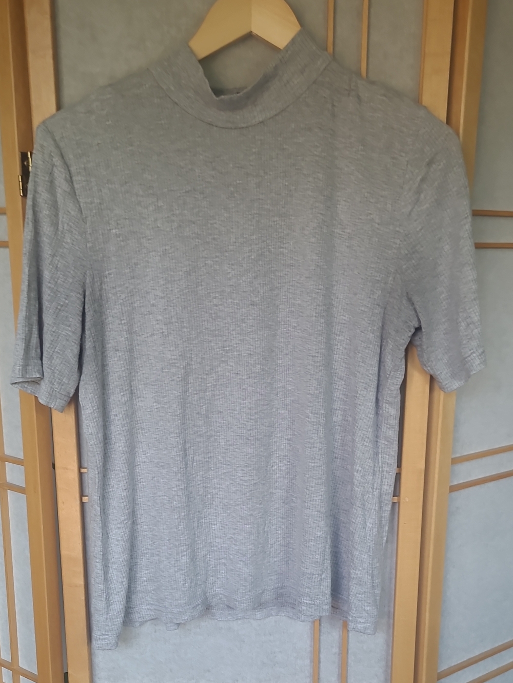 Jennifer Glasgow Grey Short Sleeve Mock Neck Shirt